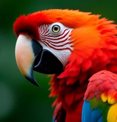 Scarlet macaw close-up in the Pacific Central rainforest near Vivirí Bungalows Costa Rica