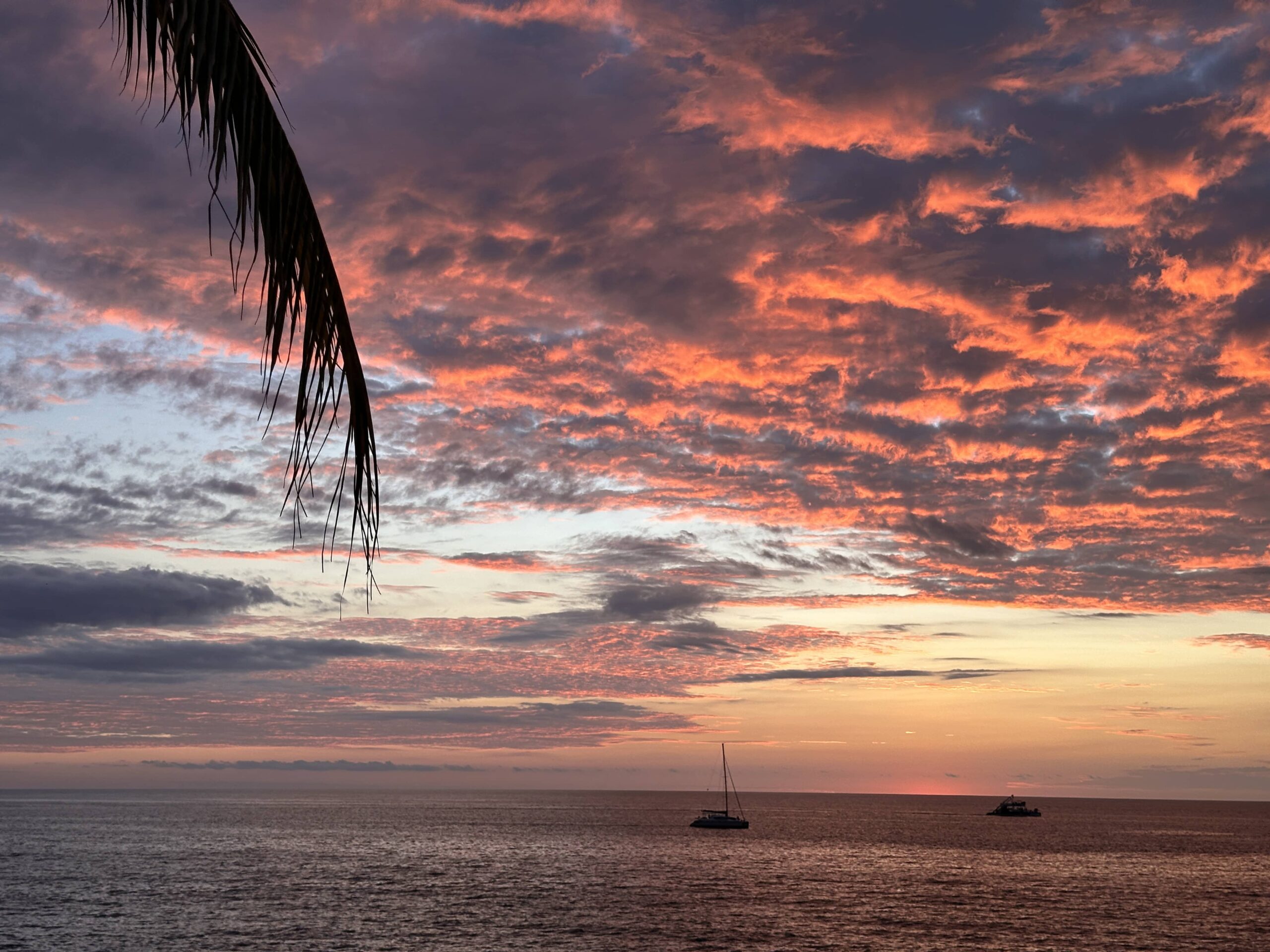 Peaceful sunset over calm Pacific Ocean waters in Costa Rica